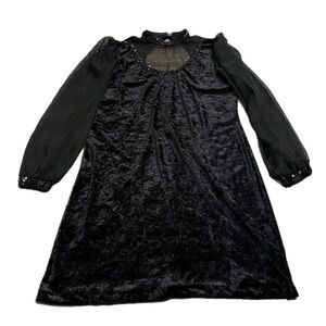 80s/90s Vintage Follow Me Velvet & Sequin Mini Dress Made in USA (Black) Size L